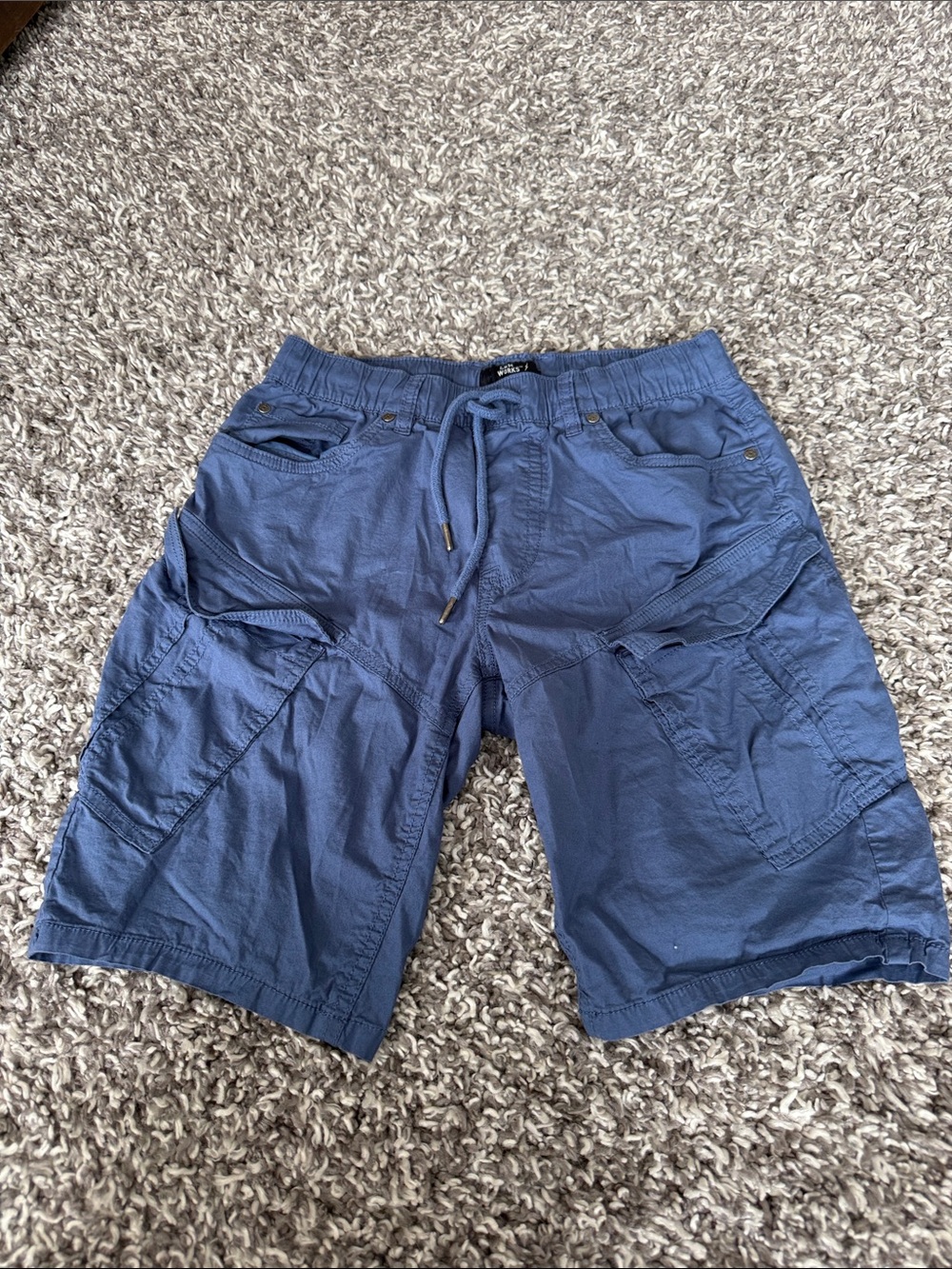 Men's Navy Cargo Drawstring Shorts with Multi-Pocket Utility